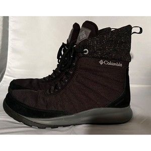 Columbia Boots Women Sz US 9 Nikiski Snow Black Leather BL0837 Round Toe Lace Up
